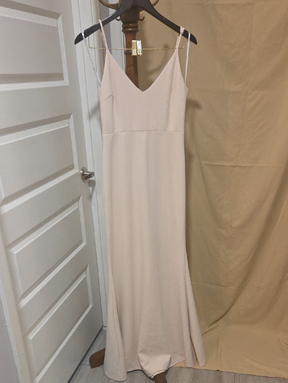 Lulu's Pale Rose V-Neck Spaghetti Strap Maxi Dress